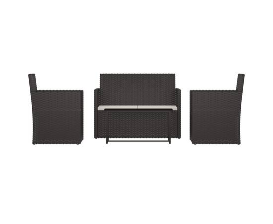 Set mobilier de exterior cu perne, 4 piese, negru, poliratan, 2 image