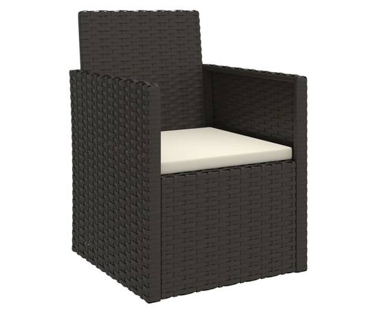 Set mobilier de exterior cu perne, 4 piese, negru, poliratan, 3 image