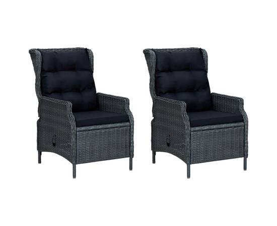 Set mobilier exterior cu perne, 9 piese, gri închis, poliratan, 2 image