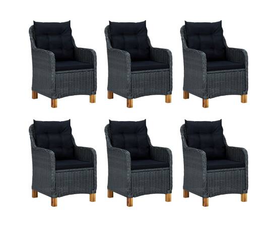 Set mobilier exterior cu perne, 9 piese, gri închis, poliratan, 8 image