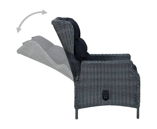 Set mobilier exterior cu perne, 9 piese, gri închis, poliratan, 5 image