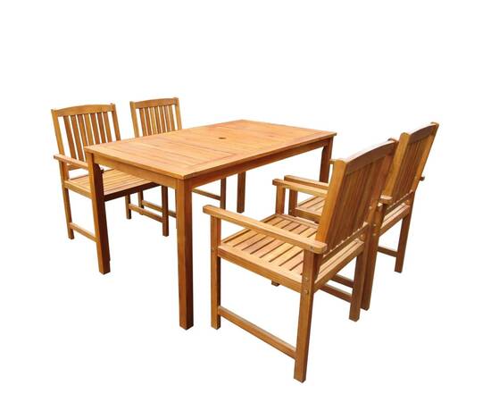 Set mobilier de exterior, 5 piese, lemn masiv de acacia