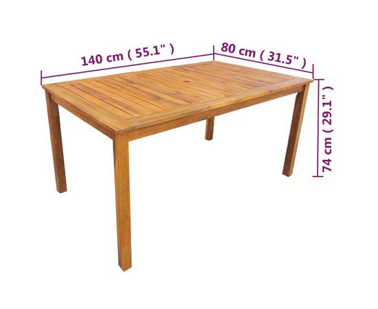 Set mobilier de exterior, 5 piese, lemn masiv de acacia, 7 image