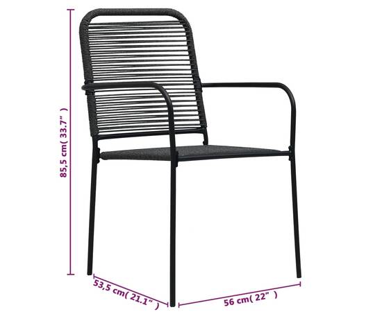 Set mobilier de exterior, 5 piese, negru, frânghie și oțel, 11 image