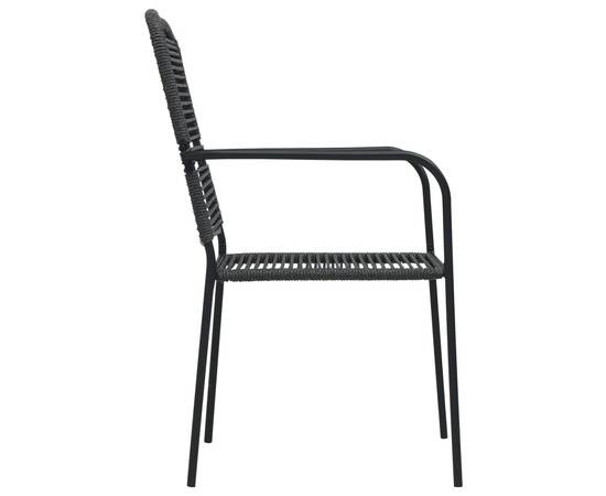 Set mobilier de exterior, 5 piese, negru, frânghie și oțel, 7 image