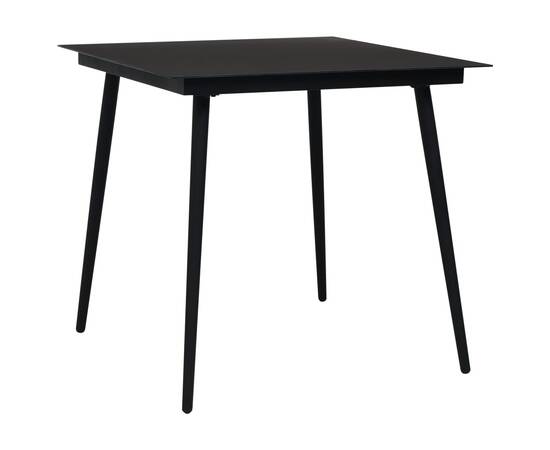 Set mobilier de exterior, 5 piese, negru, frânghie și oțel, 2 image