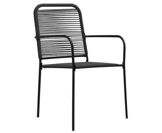 Set mobilier de exterior, 5 piese, negru, frânghie și oțel, 5 image