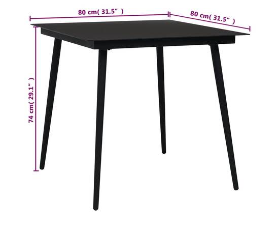 Set mobilier de exterior, 5 piese, negru, frânghie și oțel, 10 image