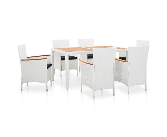 Set mobilier de exterior, 7 piese, alb, poliratan