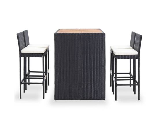 Set mobilier de exterior 5 piese, negru, poliratan, lemn acacia, 2 image