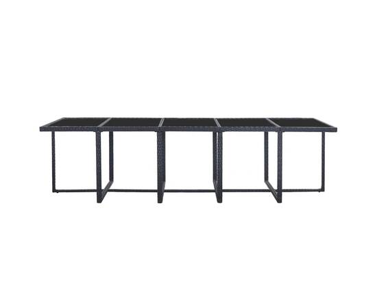 Set mobilier de exterior cu perne, 15 piese, negru, poliratan, 6 image