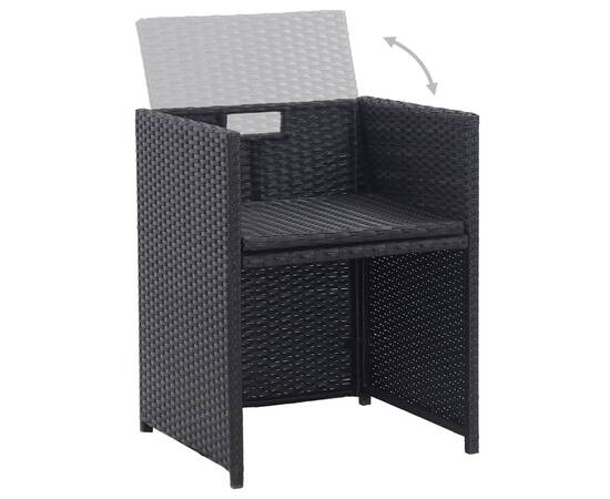 Set mobilier de exterior cu perne, 15 piese, negru, poliratan, 11 image