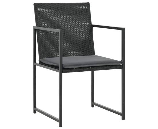 Set mobilier de exterior cu perne, 7 piese, negru, poliratan, 3 image