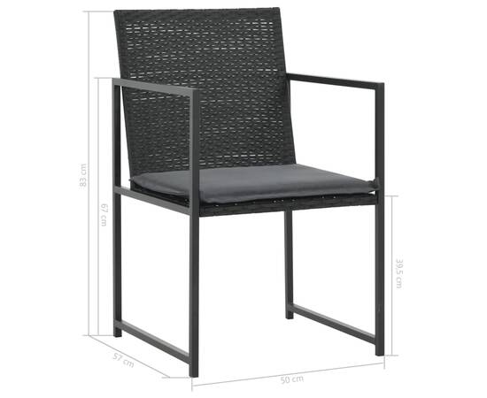 Set mobilier de exterior cu perne, 7 piese, negru, poliratan, 7 image