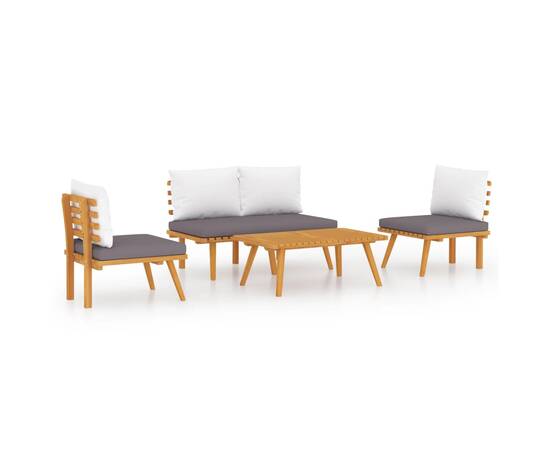 Set mobilier de grădină cu perne, 4 piese, lemn masiv de acacia, 2 image