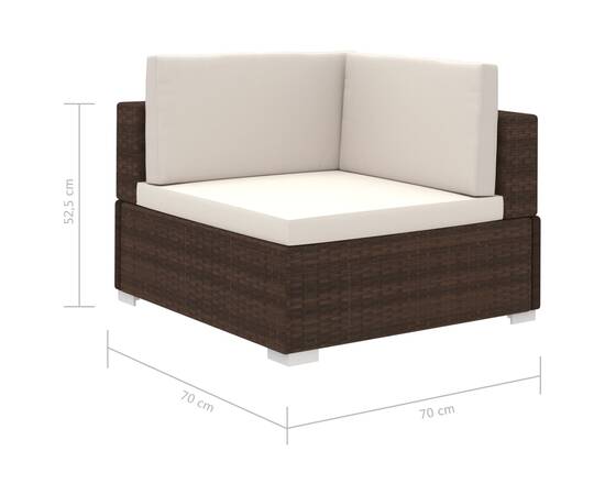 Set mobilier de grădină cu perne, 8 piese, maro, poliratan, 8 image