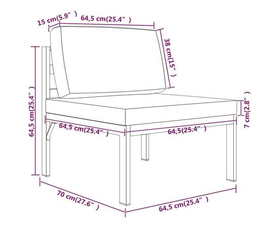 Canapea de grădină cu 4 locuri și perne, antracit, aluminiu, 8 image