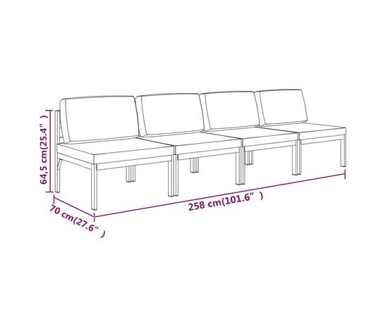 Canapea de grădină cu 4 locuri și perne, antracit, aluminiu, 7 image