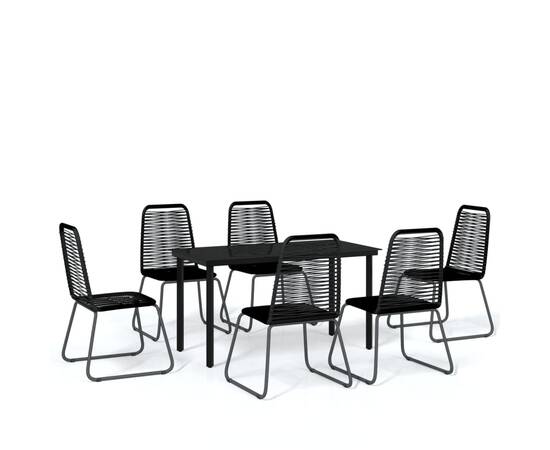 Set de mobilier pentru grădină, 7 piese, negru, 2 image