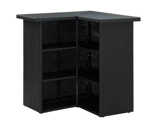 Set mobilier bar de grădină cu perne, 4 piese, negru, poliratan, 3 image