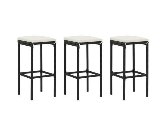 Set mobilier bar de grădină cu perne, 4 piese, negru, poliratan, 7 image