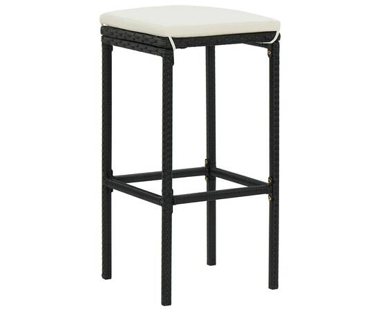 Set mobilier bar de grădină cu perne, 4 piese, negru, poliratan, 8 image