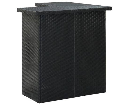 Set mobilier bar de grădină cu perne, 4 piese, negru, poliratan, 5 image