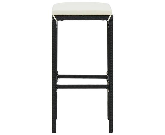 Set mobilier bar de grădină cu perne, 4 piese, negru, poliratan, 9 image