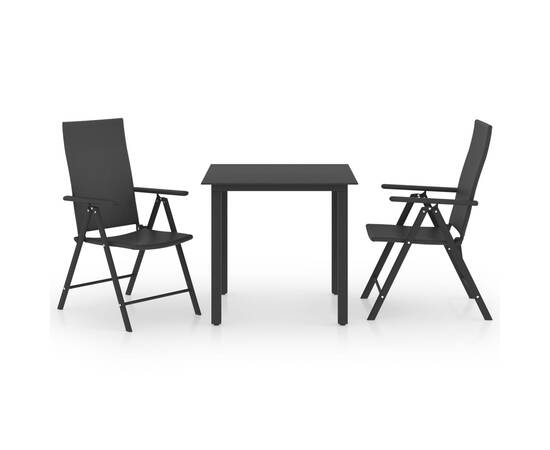 Set mobilier de grădină, 3 piese, negru, 2 image