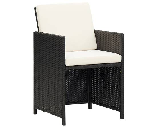 Set mobilier de grădină cu perne, 5 piese, negru, poliratan, 3 image