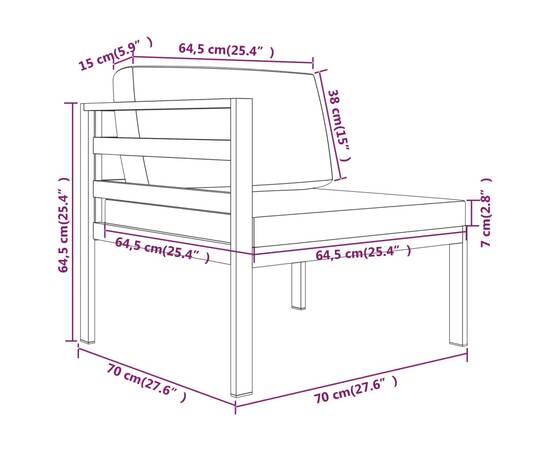 Set mobilier de grădină cu perne, 9 piese, antracit, aluminiu, 9 image