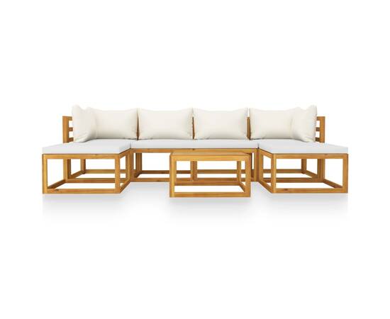 Set mobilier de grădină cu perne crem, 7 piese, lemn de acacia, 3 image