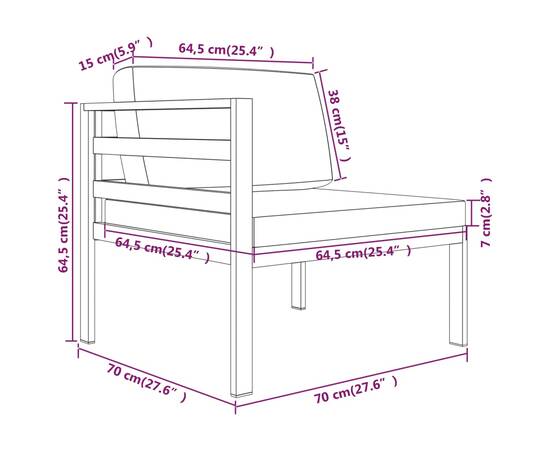 Set mobilier de grădină cu perne, 5 piese, antracit, aluminiu, 8 image