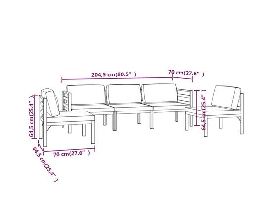 Set mobilier de grădină cu perne, 5 piese, antracit, aluminiu, 7 image