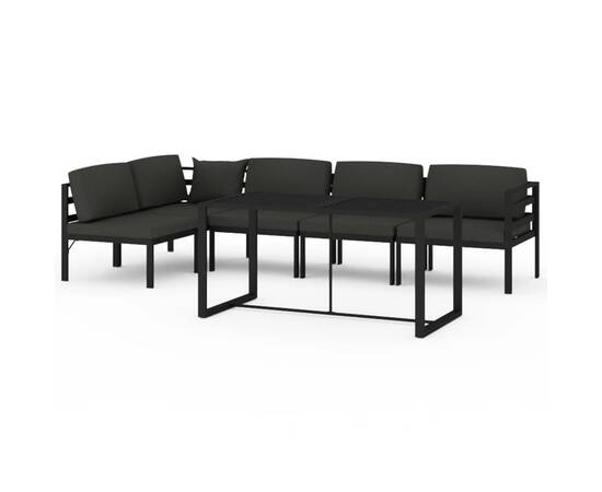 Set mobilier de grădină cu perne, 6 piese, antracit, aluminiu, 2 image