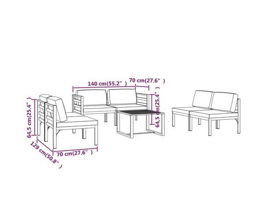 Set mobilier de grădină cu perne, 6 piese, antracit, aluminiu, 7 image