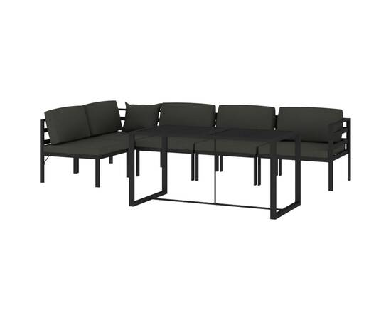 Set mobilier de grădină cu perne, 6 piese, antracit, aluminiu, 3 image