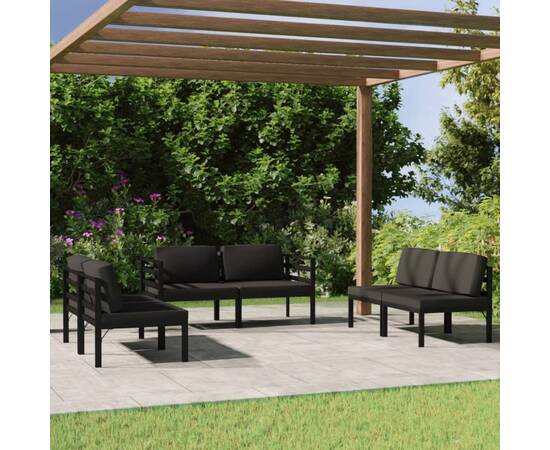 Set mobilier de grădină cu perne, 6 piese, antracit, aluminiu