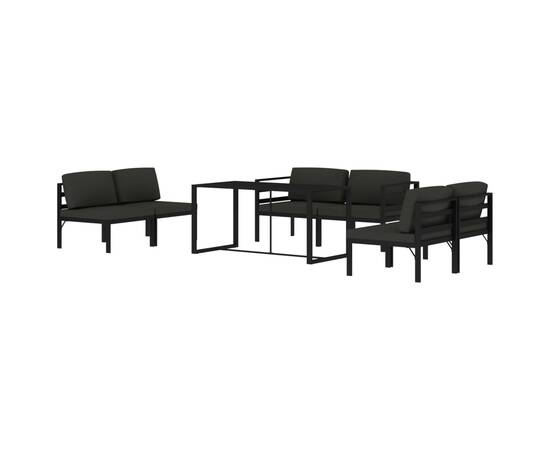 Set mobilier de grădină cu perne, 7 piese, antracit, aluminiu, 3 image