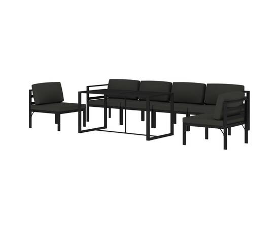 Set mobilier de grădină cu perne, 7 piese, antracit, aluminiu, 3 image