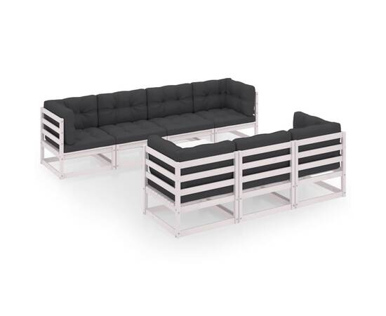 Set mobilier de grădină cu perne, 8 piese, lemn masiv de pin, 2 image