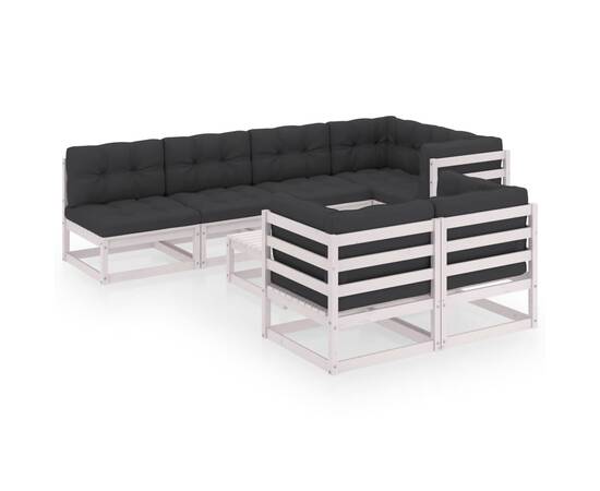 Set mobilier de grădină cu perne, 8 piese, lemn masiv de pin, 2 image