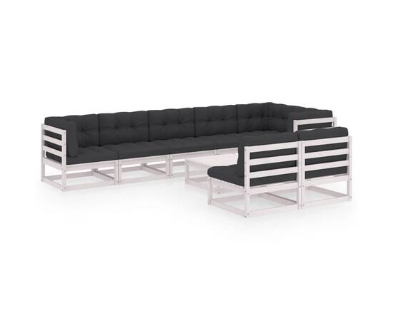 Set mobilier de grădină cu perne, 9 piese, lemn masiv de pin, 2 image