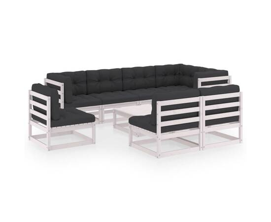 Set mobilier de grădină cu perne, 9 piese, lemn masiv de pin, 2 image