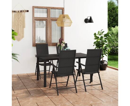 Set mobilier de grădină, 5 piese, negru