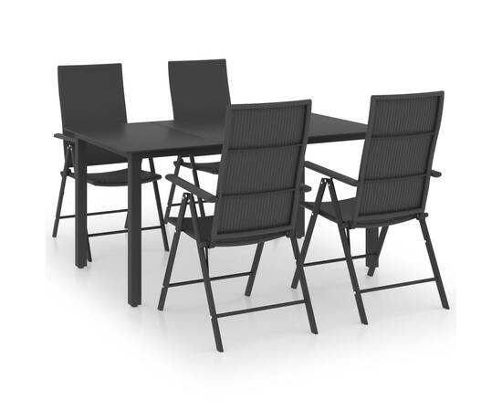 Set mobilier de grădină, 5 piese, negru, 2 image