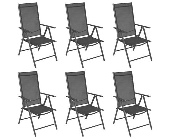 Set mobilier de grădină, 7 piese, negru, aluminiu, 2 image