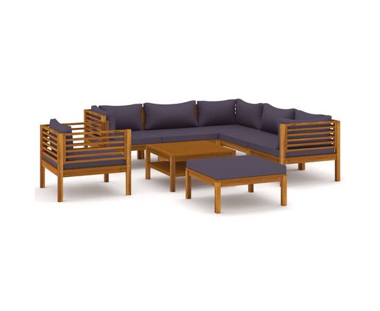 Set mobilier de grădină cu perne, 8 piese, lemn masiv acacia, 2 image