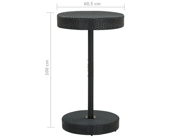 Set mobilier bar de grădină cu perne, 3 piese, negru, poliratan, 9 image