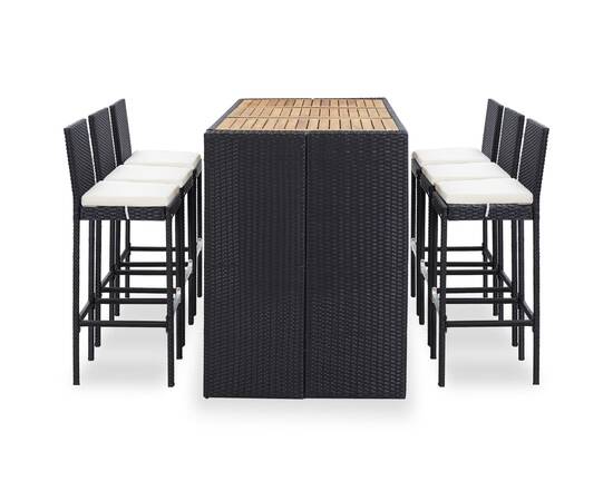 Set mobilier bar exterior, cu perne, 7 piese, negru, poliratan, 2 image